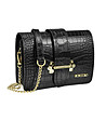 Черна дамска кожена чанта със златисти елементи Persy-0 снимка