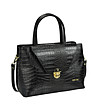 Елегантна черна кожена дамска чанта Arleen-0 снимка