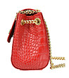 Релефна дамска кожена чанта в червено Margo-3 снимка