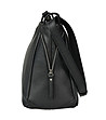 Черна кожена дамска чанта с фин релеф Timqa-2 снимка