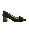 Черни дамски велурени обувки с панделка Mirona-0 снимка