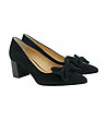 Черни дамски велурени обувки с панделка Mirona-1 снимка