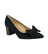 Черни дамски велурени обувки с панделка Mirona-2 снимка