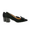 Черни дамски велурени обувки с панделка Mirona-3 снимка
