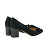 Черни дамски велурени обувки с панделка Mirona-4 снимка
