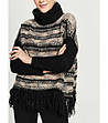 Дамски пуловер в черно и бежово Roxana-2 снимка