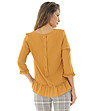Дамска блуза в цвят горчица с къдрички Amedia-1 снимка