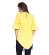 Жълта памучна асиметрична блуза с черна дантела Verna-1 снимка