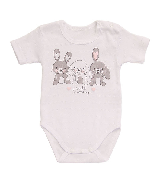 Памучно бебешко боди в бяло с щампа Cute bunny снимка