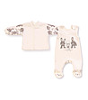 Бебешки памучен комплект от блуза и гащеризон в цвят екрю Cute bunny-0 снимка