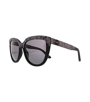 Черни дамски слънчеви очила с ефектен принт Viliana снимка