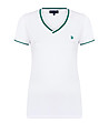 Бяла памучна дамска тениска със зелени кантове Melinda-0 снимка