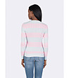 Памучен дамски пуловер в розово и светлосиньо Merci-1 снимка