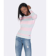 Памучен дамски пуловер в розово и светлосиньо Merci-3 снимка