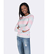 Памучен дамски пуловер в розово и светлосиньо Merci-4 снимка