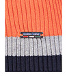 Памучен дамски пуловер в тъмносиньо, сиво и оранжево Sorena-3 снимка