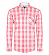 Карирана памучна мъжка риза в розово и екрю Brant-0 снимка