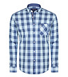 Карирана памучна мъжка риза в синьо Brant-0 снимка