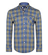 Карирана памучна мъжка риза в синьо и цвят каки Brant-0 снимка