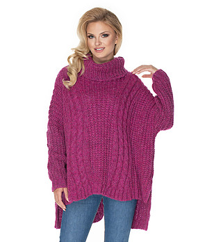 Дамски пуловер Arleen в цвят циклама снимка