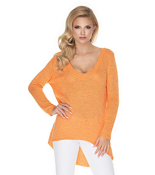 Оранжев дамски асиметричен пуловер Lara снимка