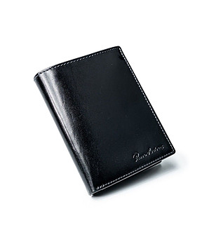 Кожен мъжки портфейл в черно с горещ печат и RFID защита снимка