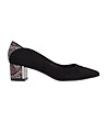 Велурени дамски обувки в черно с контрастни елементи Rubina-0 снимка