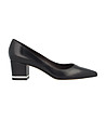 Черни кожени дамски обувки на ток Arden-0 снимка