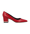 Червени кожени дамски обувки на ток Arden-0 снимка