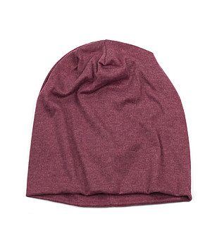 Unisex шапка с памук в меланж на бордо снимка