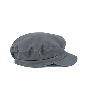 Дамска памучна шапка тип каскет в тъмносиво снимка