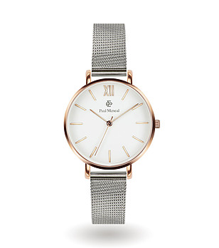 Дамски часовник в сребристо, бяло и розовозлатисто Dione снимка