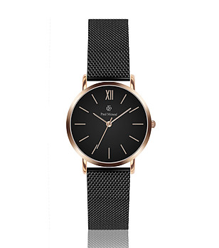 Черен дамски часовник с розовозлатист корпус Veronica снимка