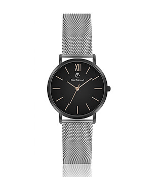 Дамски часовник в сребристо и черно от неръждаема стомана Lara снимка