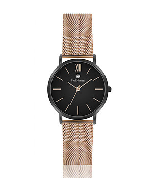 Ефектен дамски часовник в розовозлатисто и черно Lara снимка