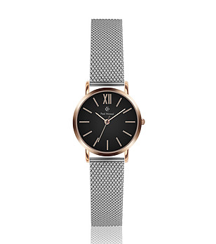 Дамски часовник в сребристо, черно и розовозлатисто Alisha снимка