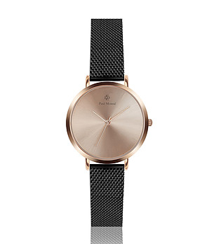 Елегантен дамски часовник Benita в черно и розовозлатисто снимка