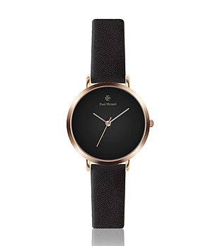 Стилен дамски часовник в черно и розовозлатисто Blasa снимка