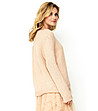 Дамски пуловер в цвят пудра с плетеница Irosa-1 снимка