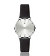 Дамски часовник в черно и сребристо с кожена каишка Rori-0 снимка