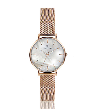 Дамски розовoзлатист часовник с ефектен циферблат Serina снимка