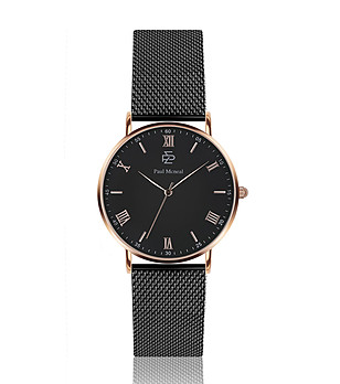 Черен unisex часовник със златист корпус Winoc снимка