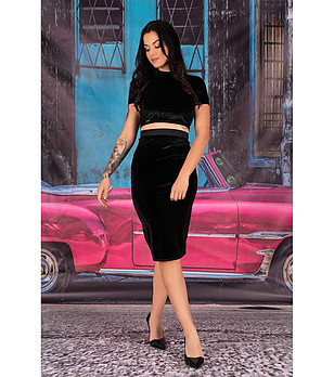 Комплект от блуза и пола в черно Rina снимка