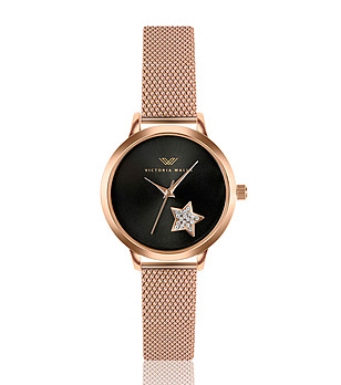 Дамски часовник в розовозлатисто с черен циферблат Rina снимка