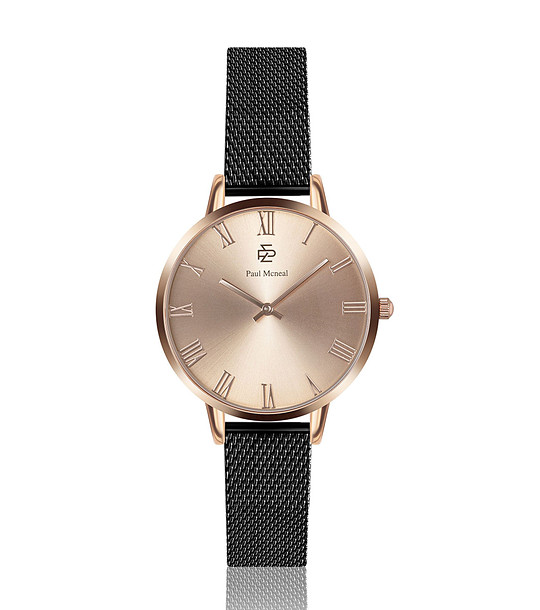 Дамски часовник в розовозлатисто с черна верижка Tina снимка
