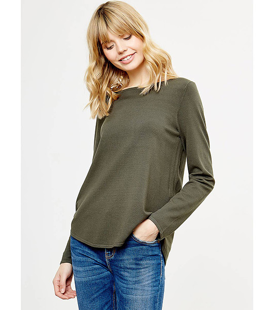 Дамски пуловер Zena в цвят маслина снимка