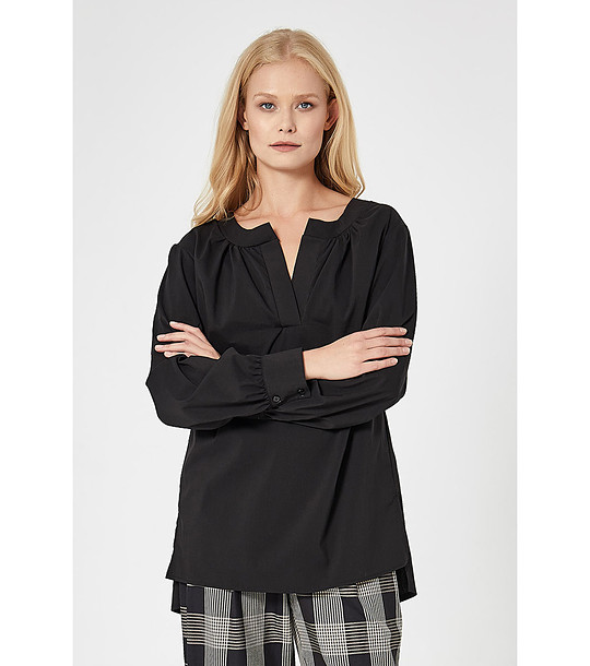 Черна дамска блуза с памук Alenia снимка
