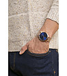Розовозлатист мъжки часовник със син циферблат Gusto-1 снимка