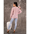 Дамски ажурен пуловер Kelly в розов нюанс-4 снимка