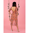 Ефирна рокля Gloria в прасковен нюанс с флорален принт-4 снимка